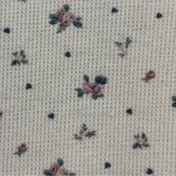 Z Supply Floral Waffle Knit Thermal Top XS Cream Stretch - Picture 3 of 6